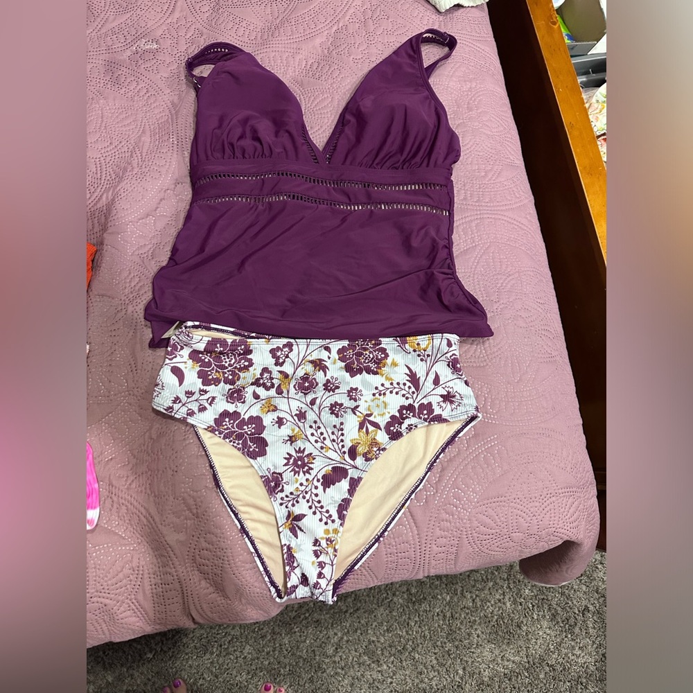 Purple Floral Swimsuit